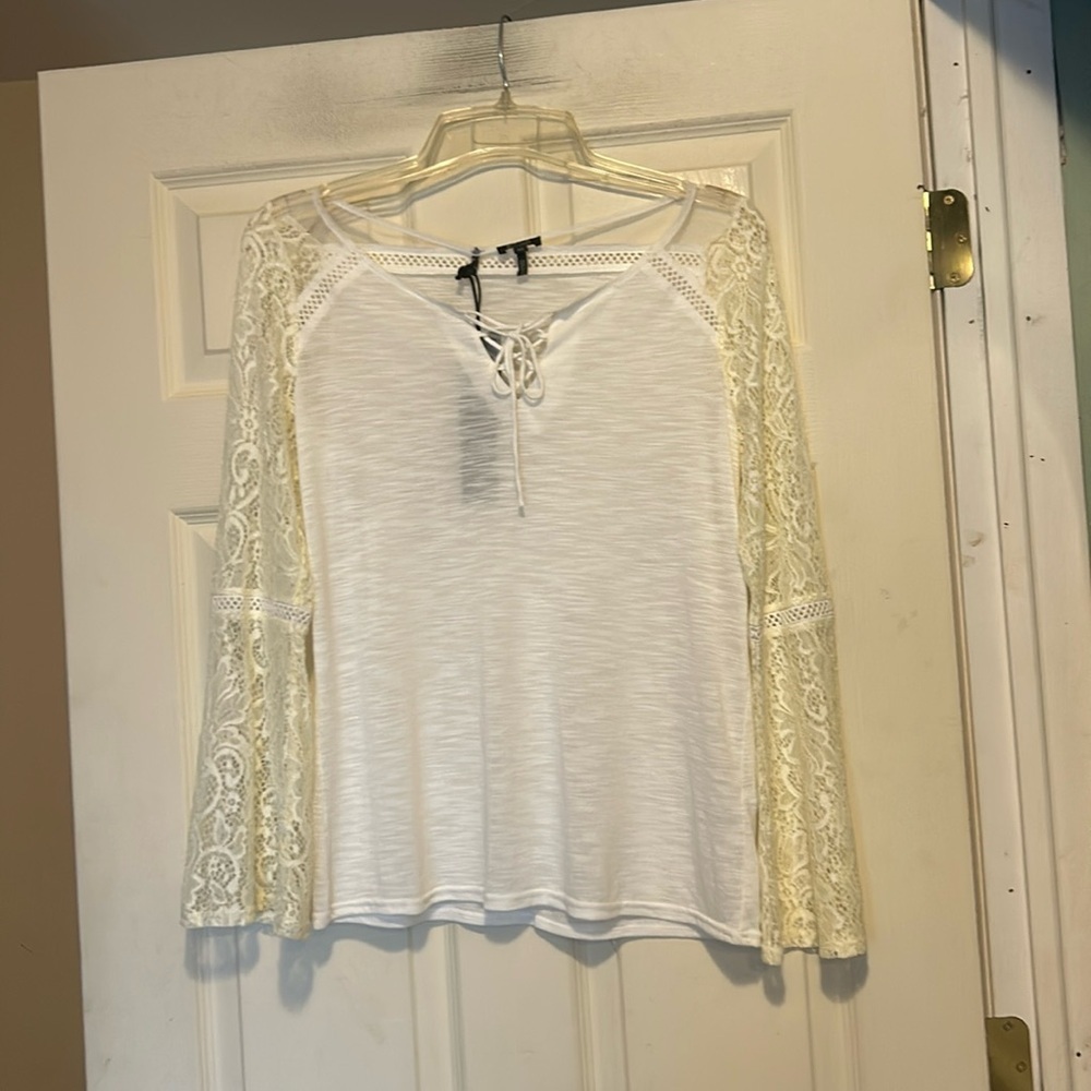 Buffalo David Bitton Ivory Lace Top Size Small